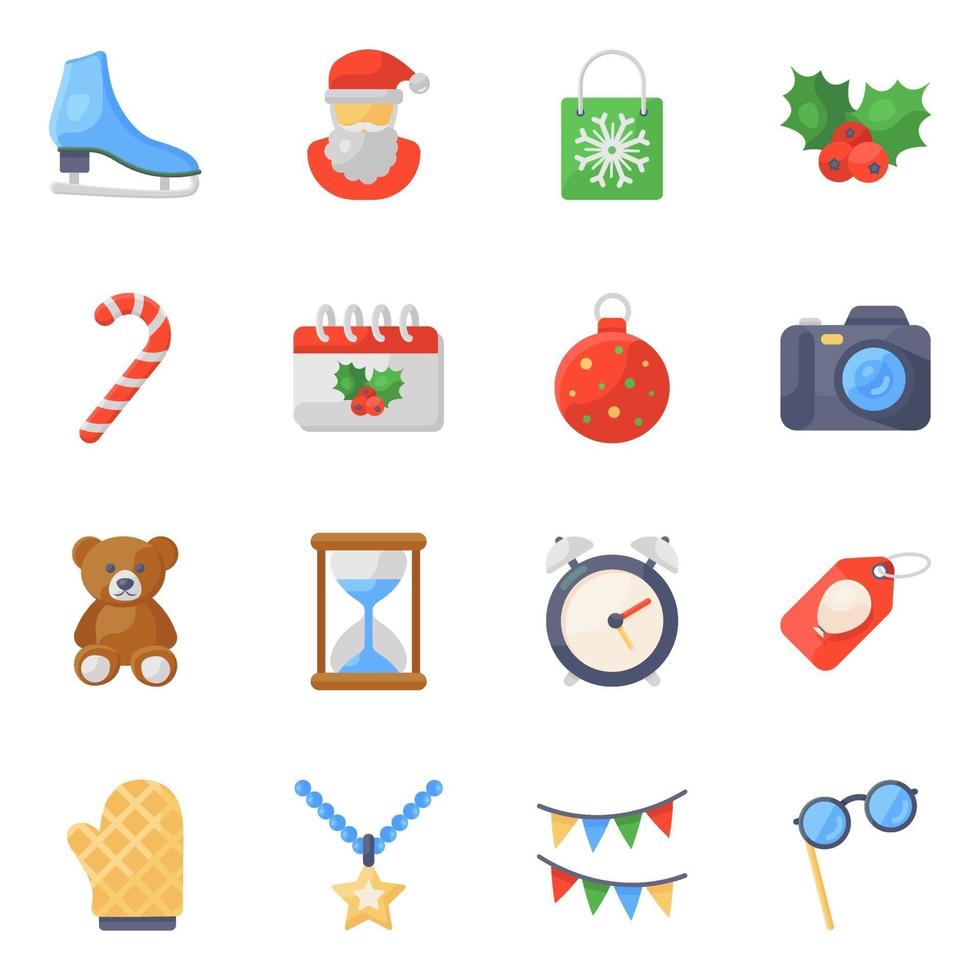 Xmas Christmas Decor icon set vector