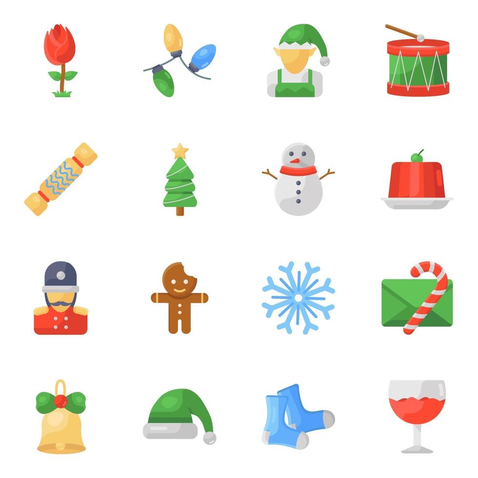 Christmas Equipment and Element icon set vector