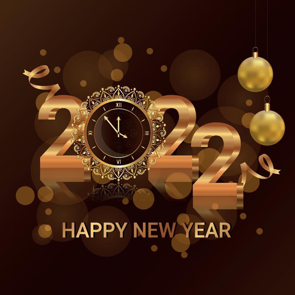 Happy new year 2022 invitation greeting card with creative vector party balls