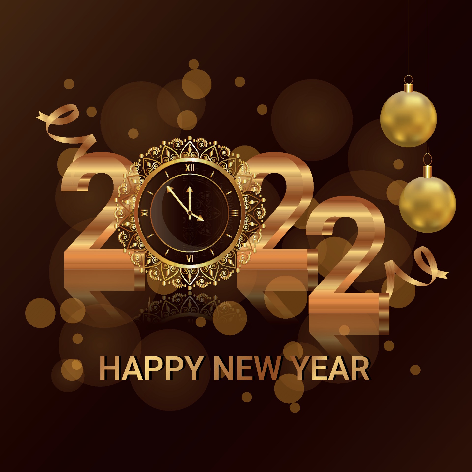 Happy New Year 2022 Invitation Greeting Card With Creative Vector Party Balls 2290410 Vector Art