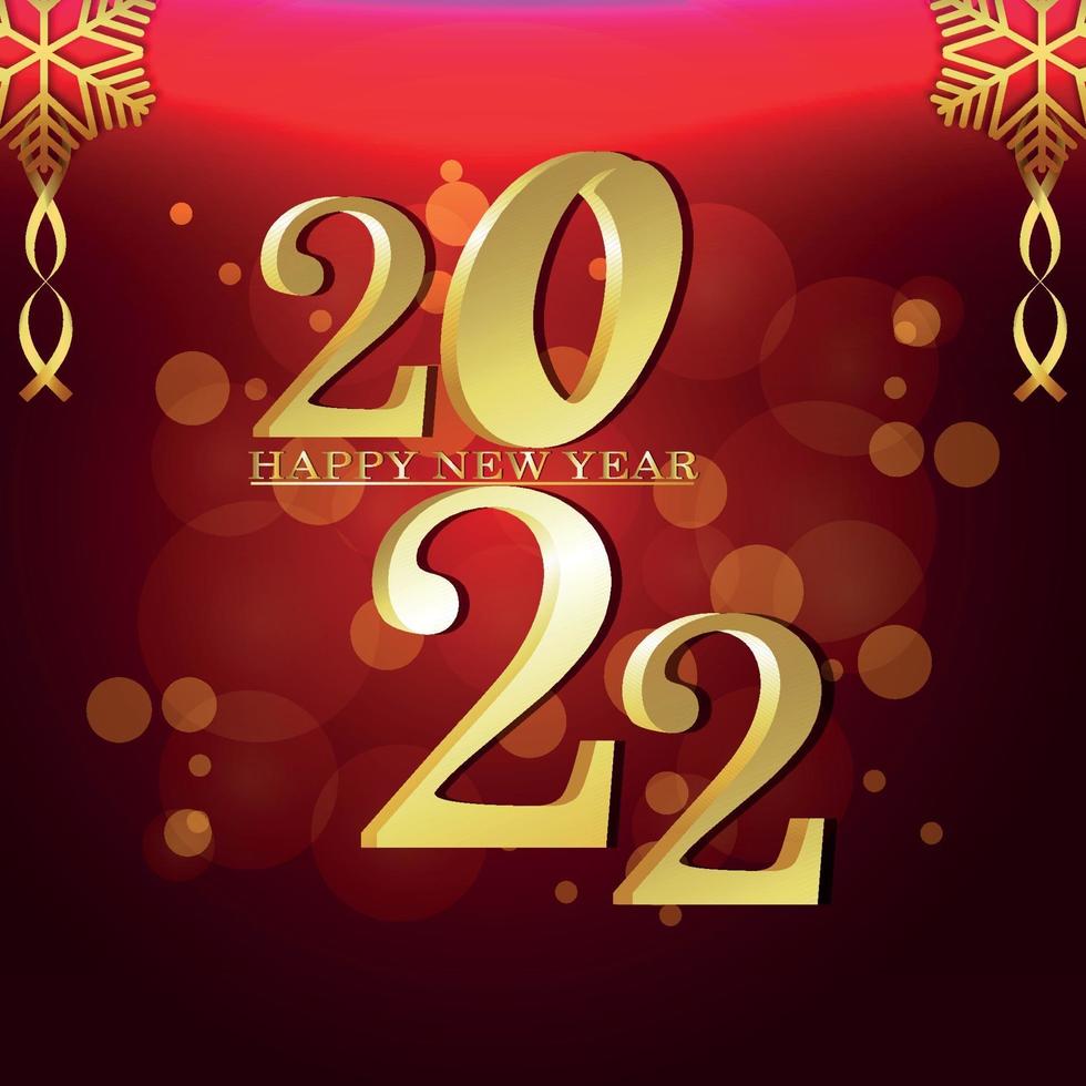 2022 new year event party greeting card with golden text effect vector