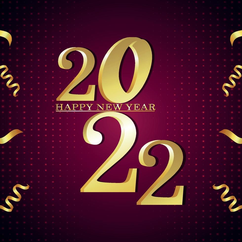 Happy new year 2022 celebration greeting card and background vector