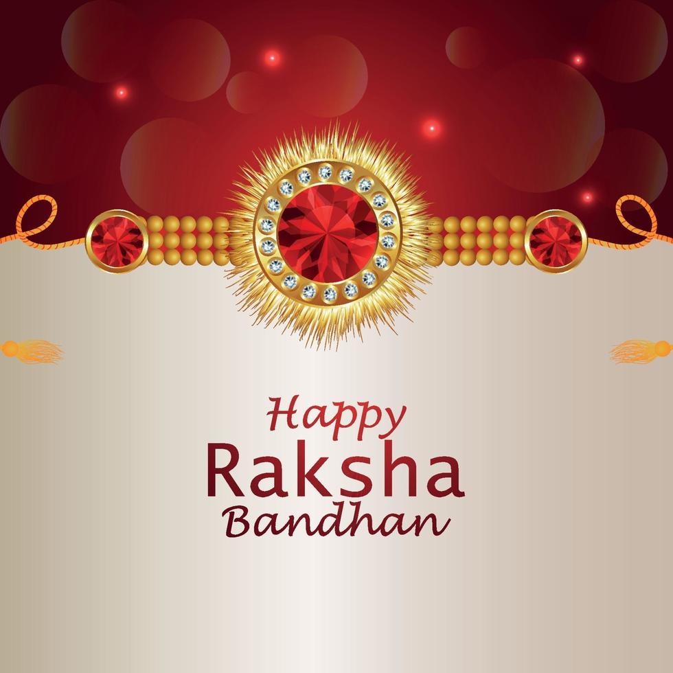 Happy raksha bandhan celebration greeting card with vector illustration of rakhi