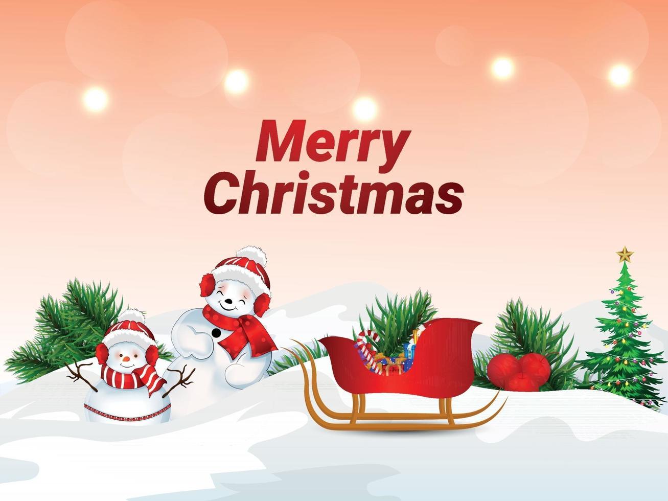 feliz navidad ilustración vectorial santa clous, bolas de nieve y regalos vector