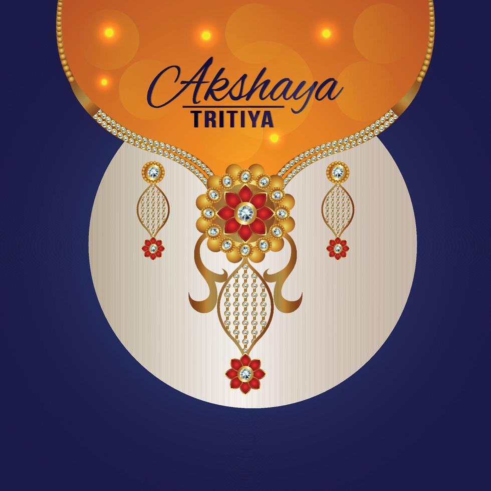 Illustration of akshaya tritiya celebration with creative illustration of gold and diamond jewellery vector