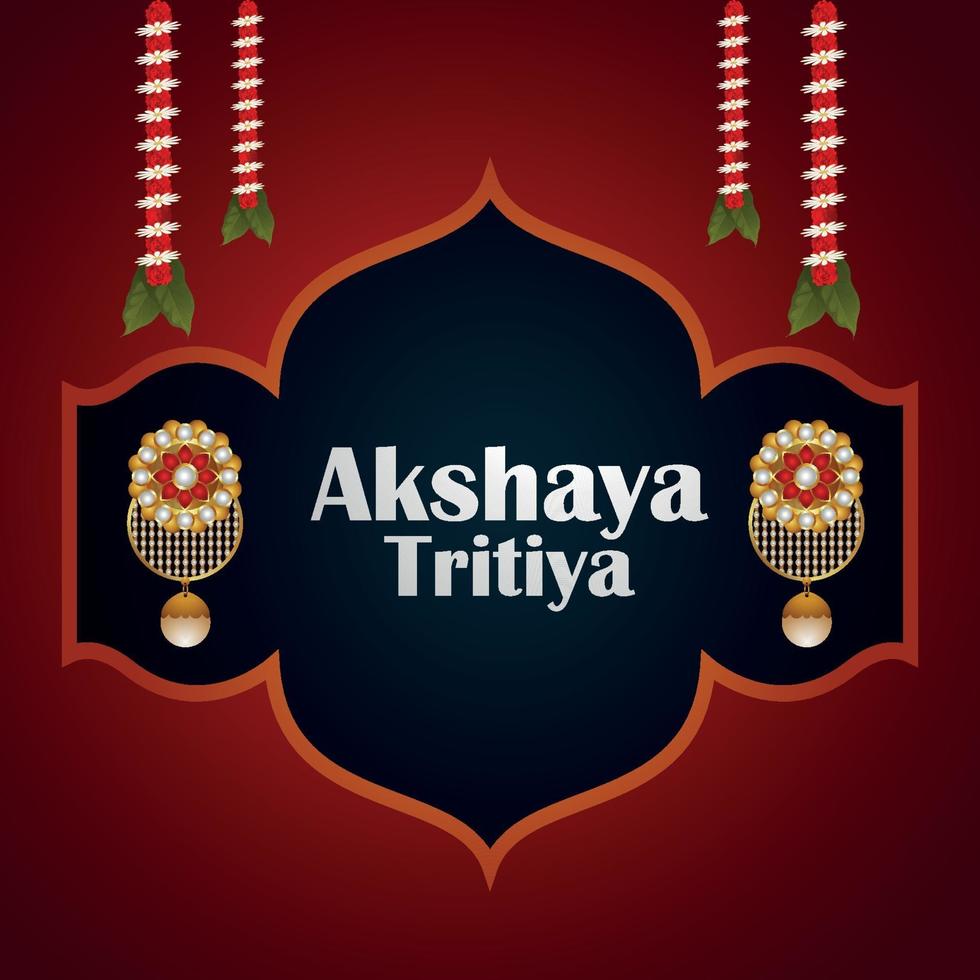 Akshaya tritiya celebration vector illustration with gold earing and garland flower