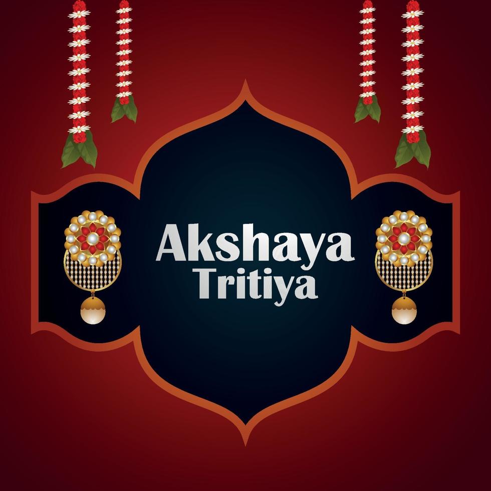 Ilustración de vector de celebración de akshaya tritiya con oreja de oro y flor de guirnalda