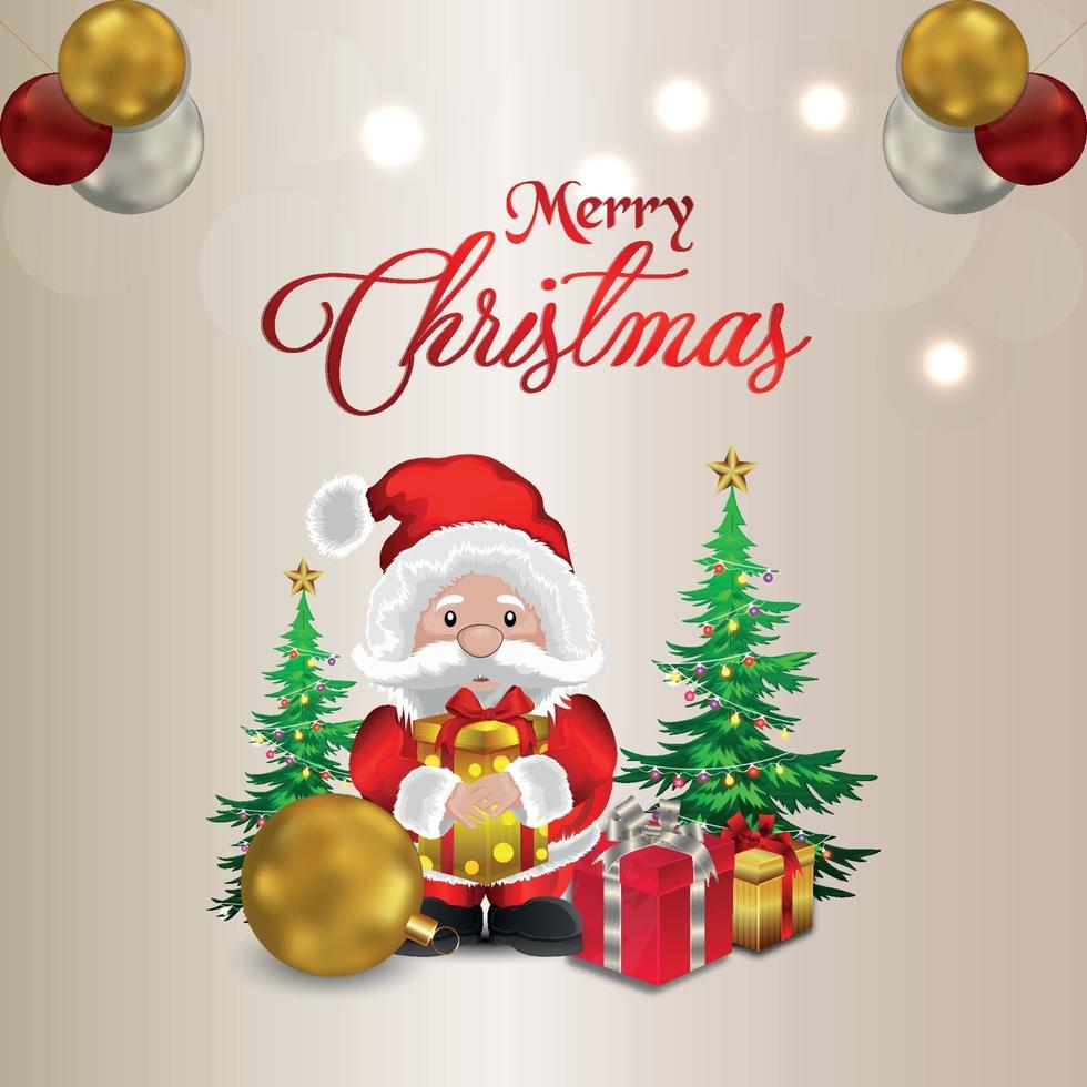 Vector illustration of merry christmas celebration greeting card with santa