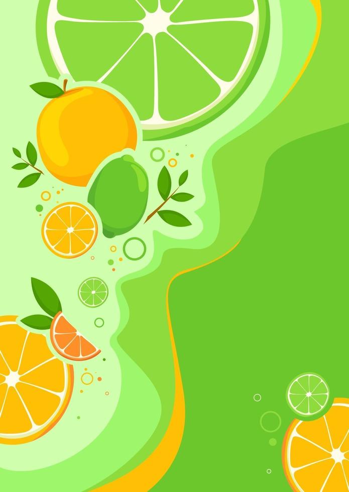 plantilla de póster con naranjas y limas. vector