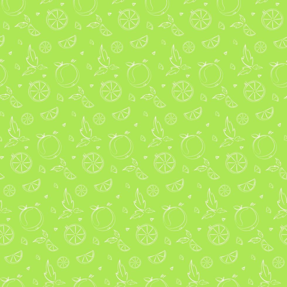 Seamless pattern with limes and leaves. vector