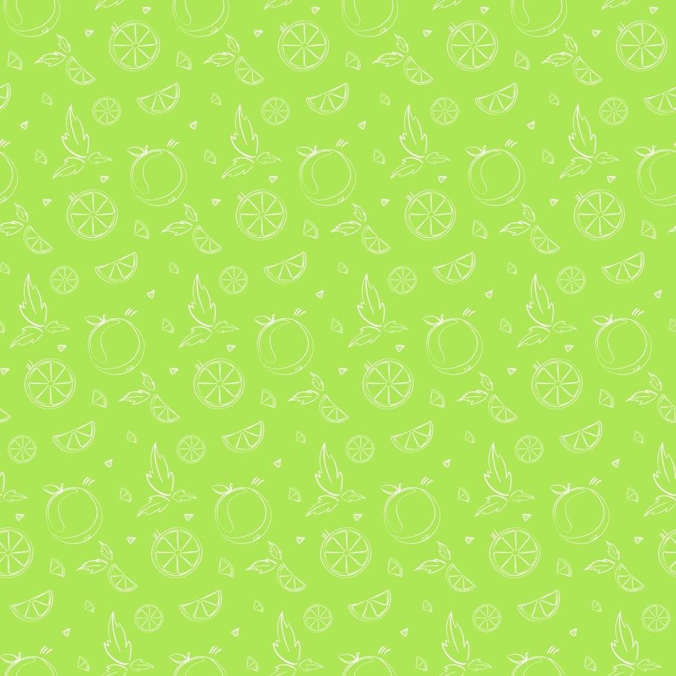 Seamless pattern with limes and leaves. vector