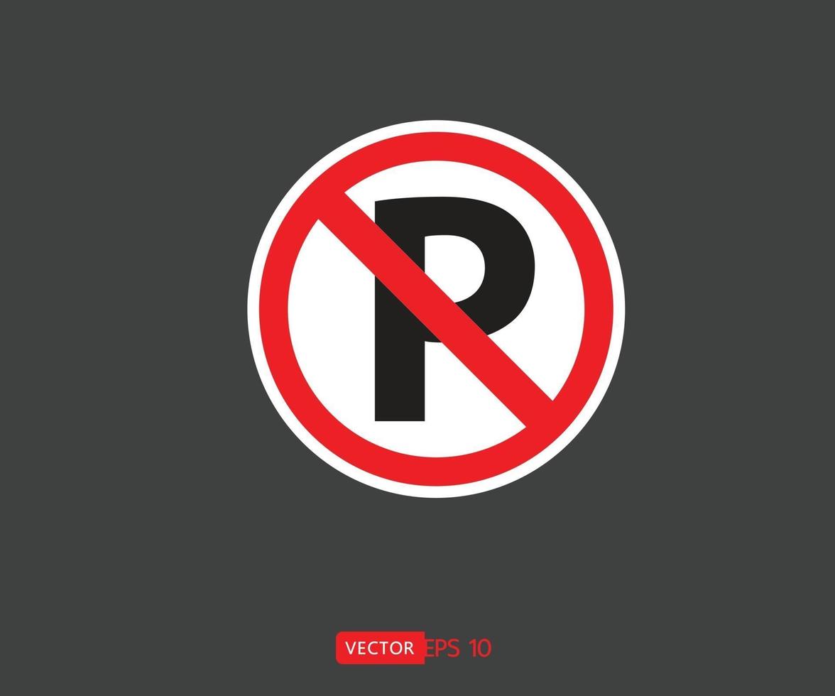 Círculo prohibido ninguna señal de tráfico de estacionamiento de automóviles, prohíbe la ilustración vectorial roja vector