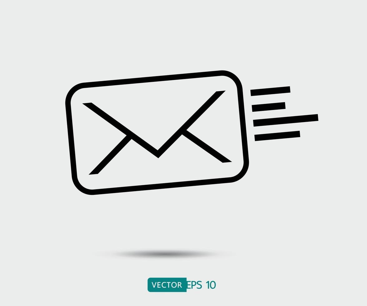 Envelope Mail icon Flat design style. Direct message, sms vector illustration