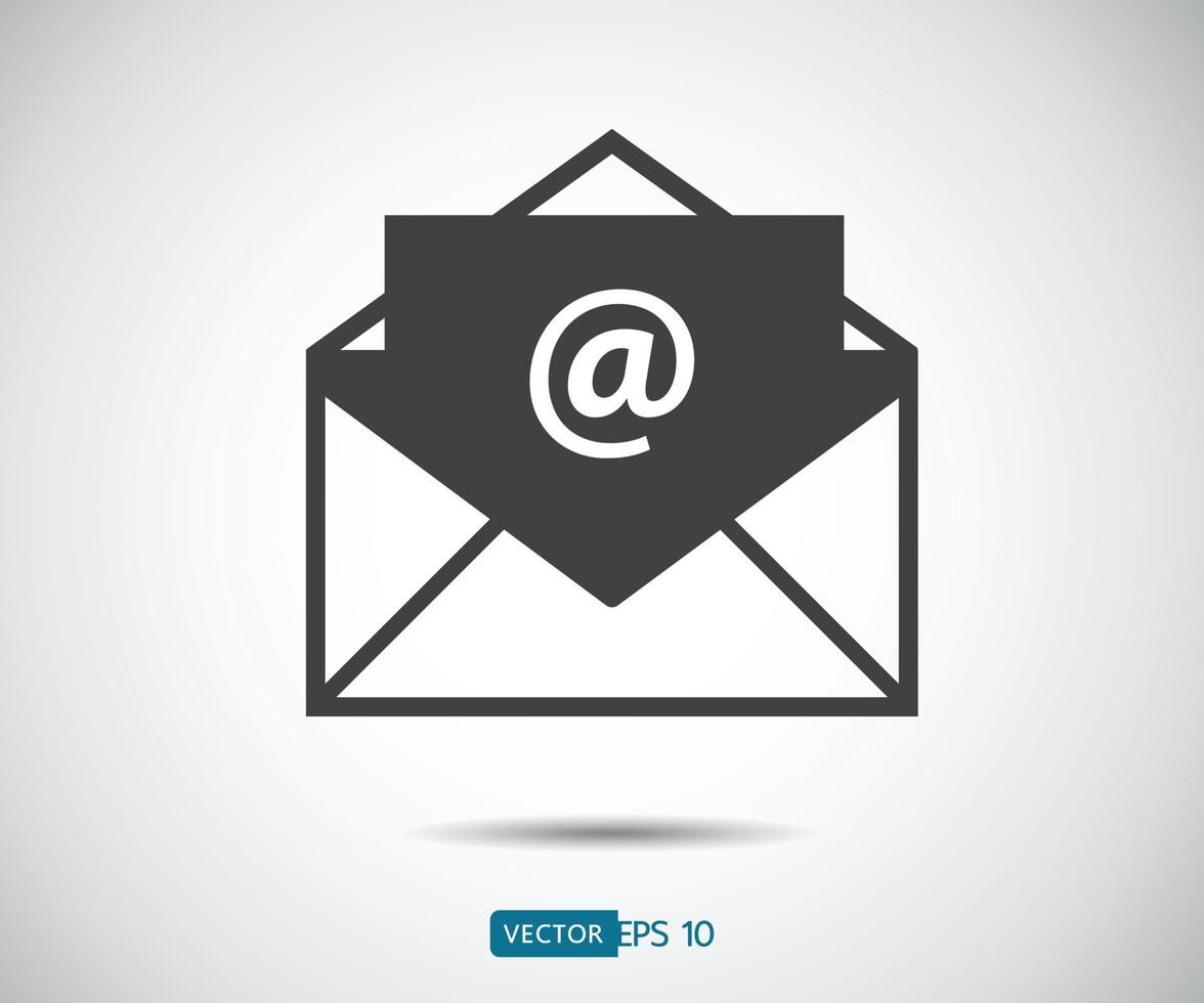 estilo de diseño plano de icono de correo de sobre. mensaje directo, ilustración vectorial sms vector