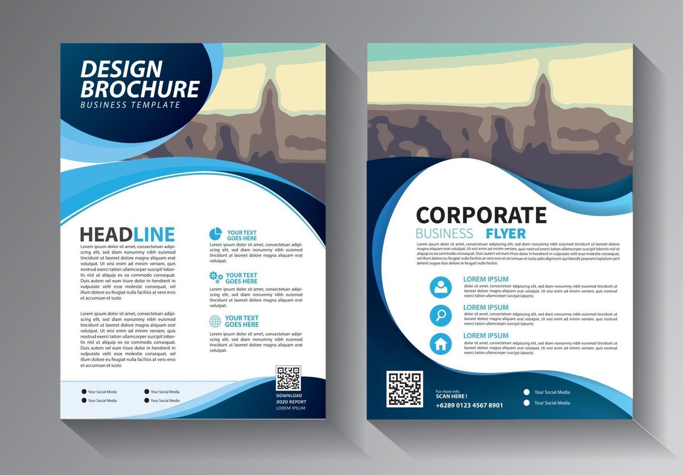 blue flyer business template vector