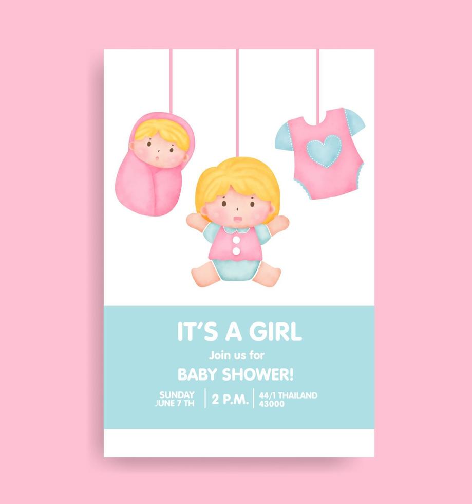 baby shower card with lovely elements. vector