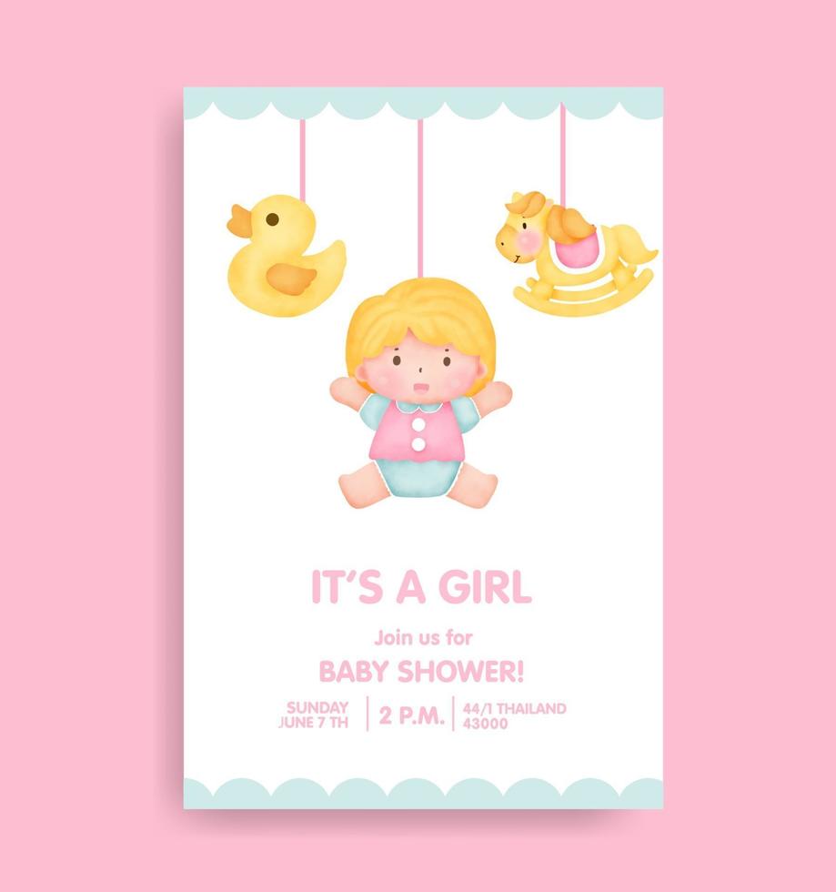 baby shower card with lovely elements. vector