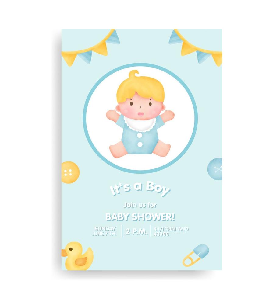 tarjeta de baby shower con elementos encantadores. vector