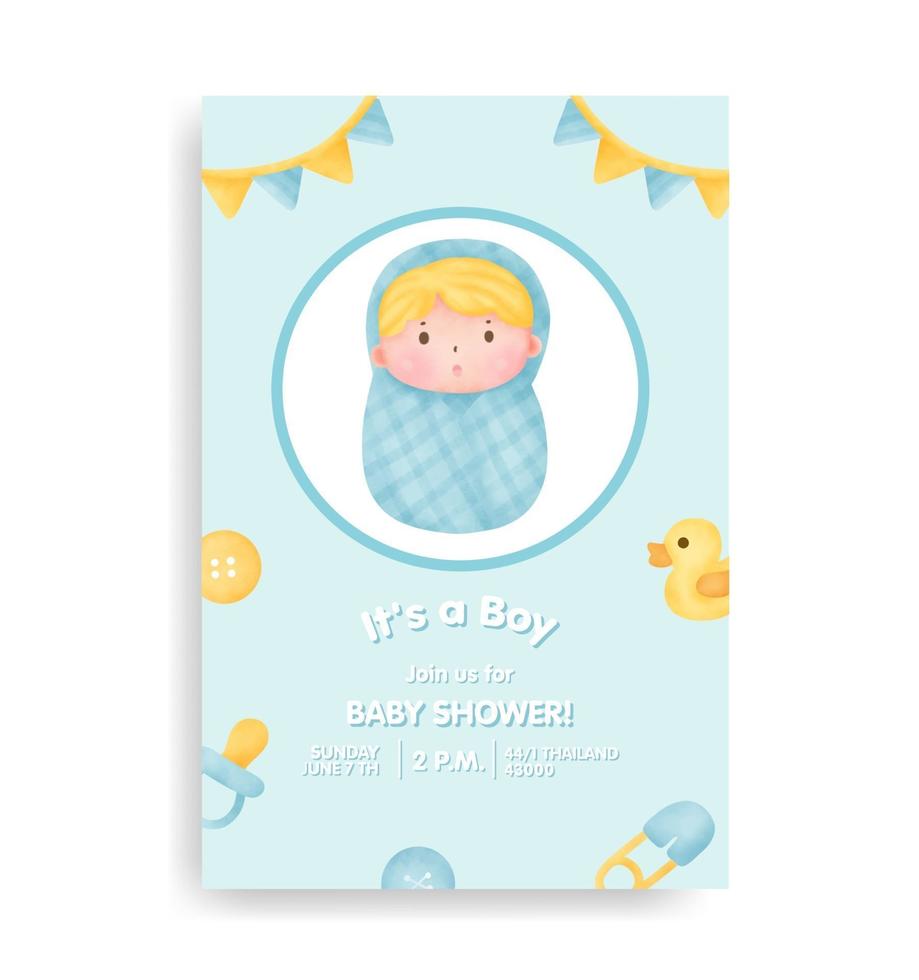 tarjeta de baby shower con elementos encantadores. vector