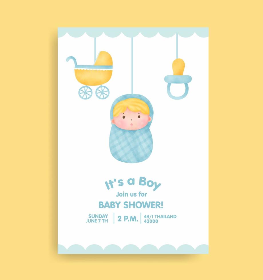 tarjeta de baby shower con elementos encantadores. vector