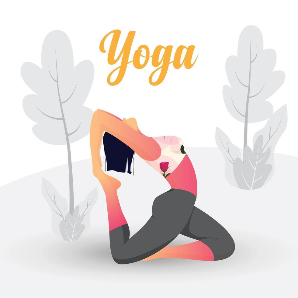 mujer haciendo ejercicios de yoga en la naturaleza vector