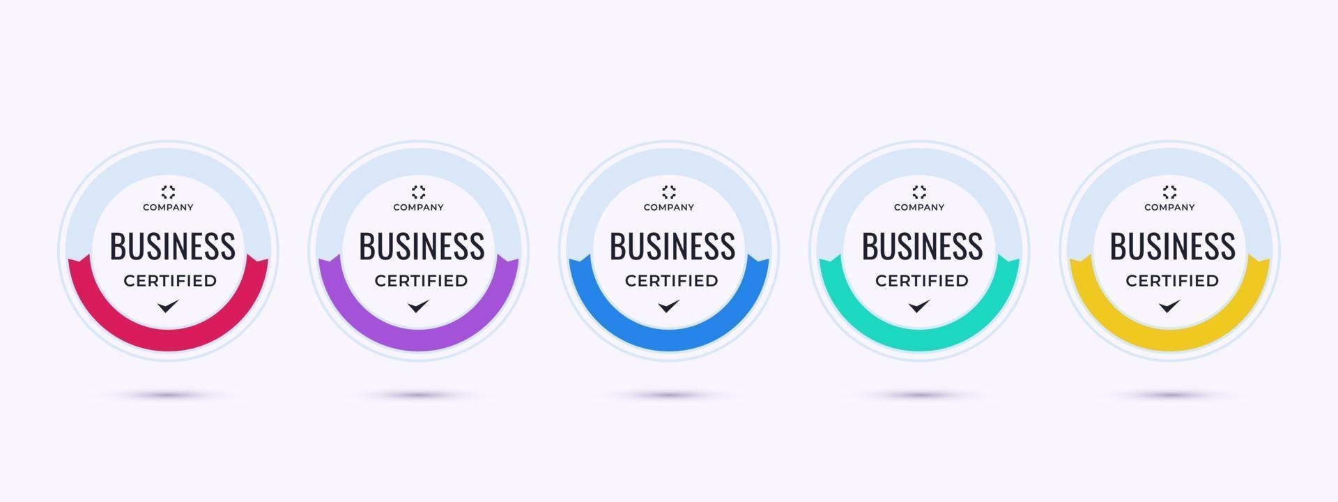 Certified badge logo design for business company training badge certificates to determine based on criteria. Set of bundle certification, colorful vector illustration template.