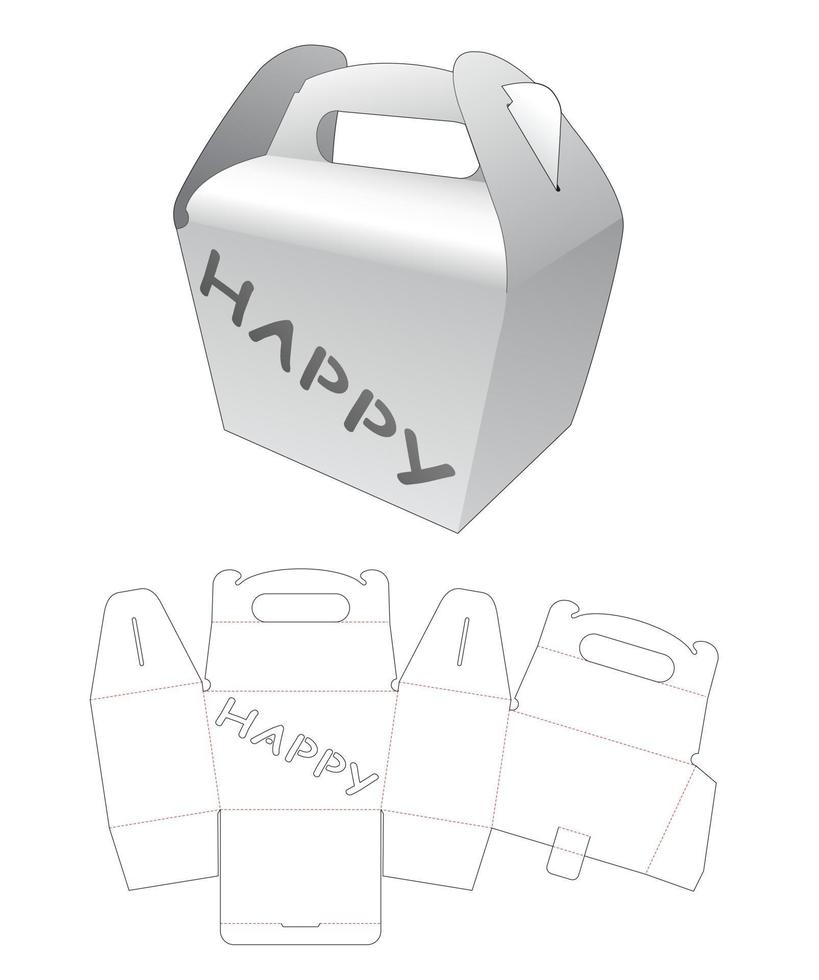 Handle packaging with happy word window die cut template vector