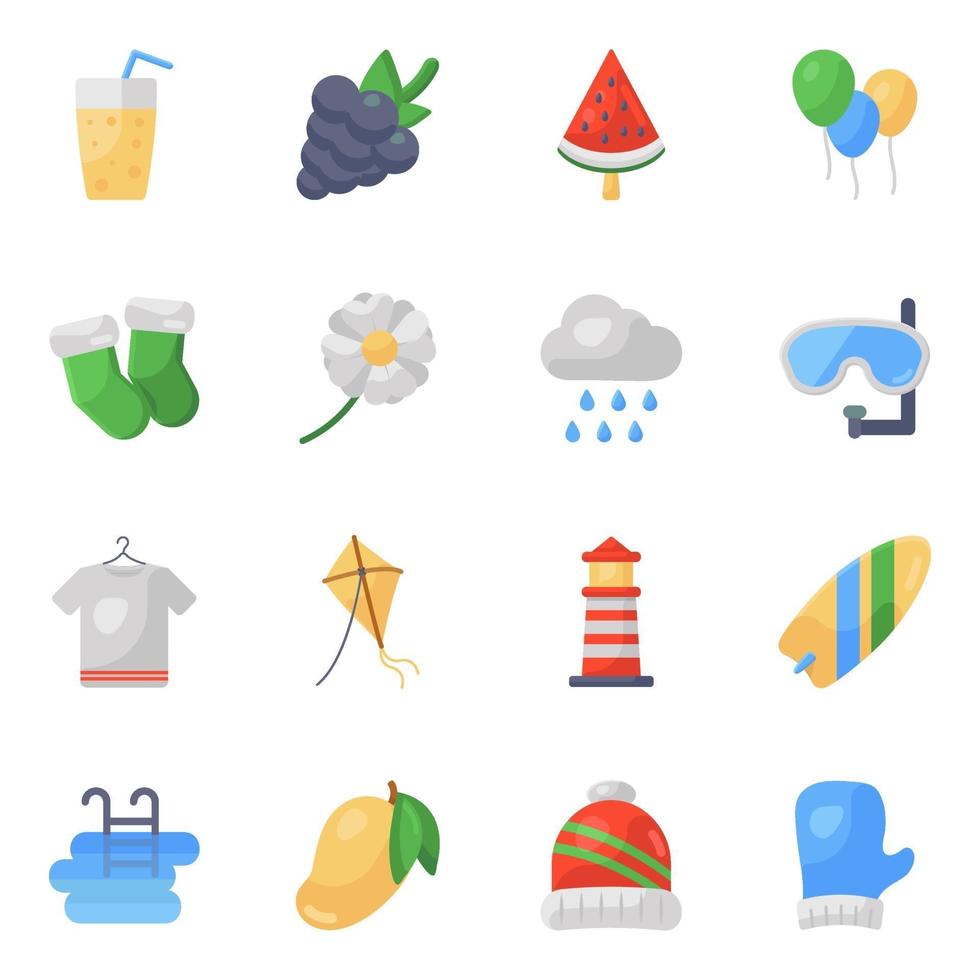 Travel and Winter icon set vector