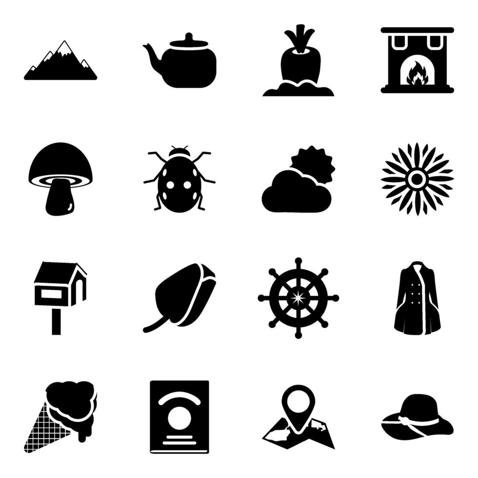 estaciones y diferentes elementos conjunto de iconos vector
