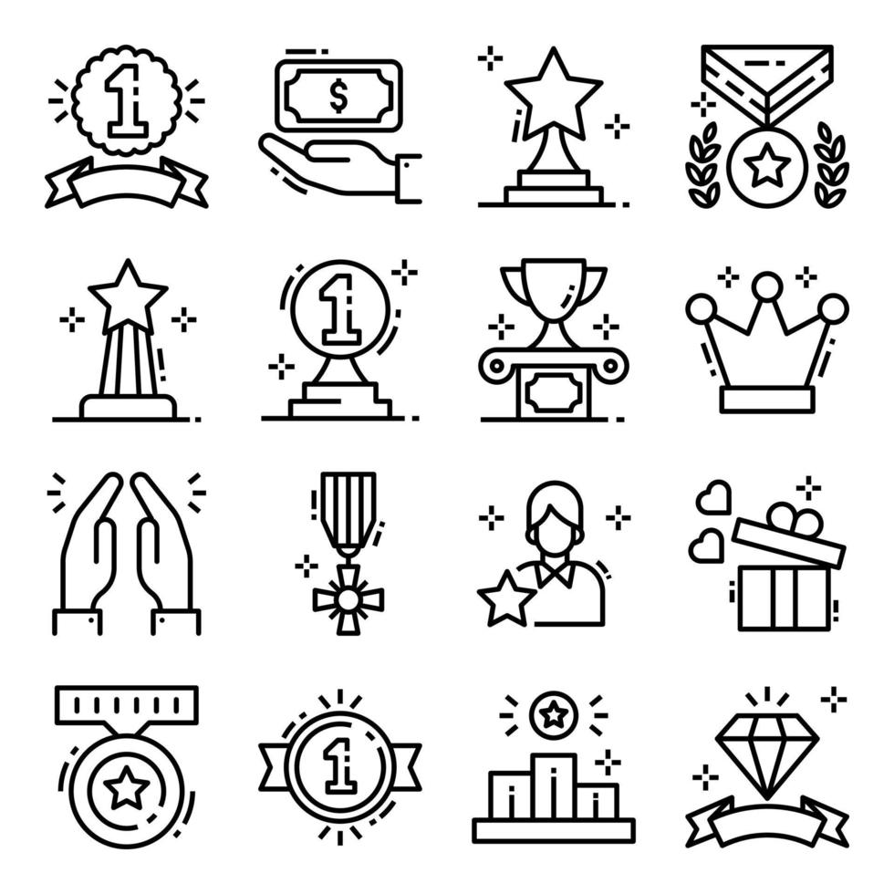 conjunto de iconos de insignias y medallas vector