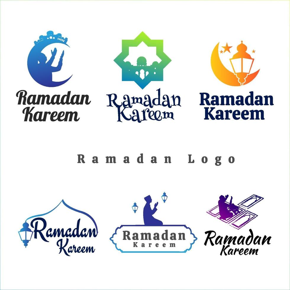 Set of Ramadan kareem logos vector