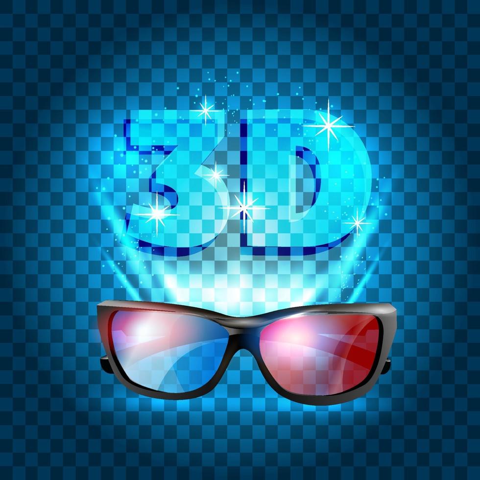 3D cinema poster design. Vector template banner.