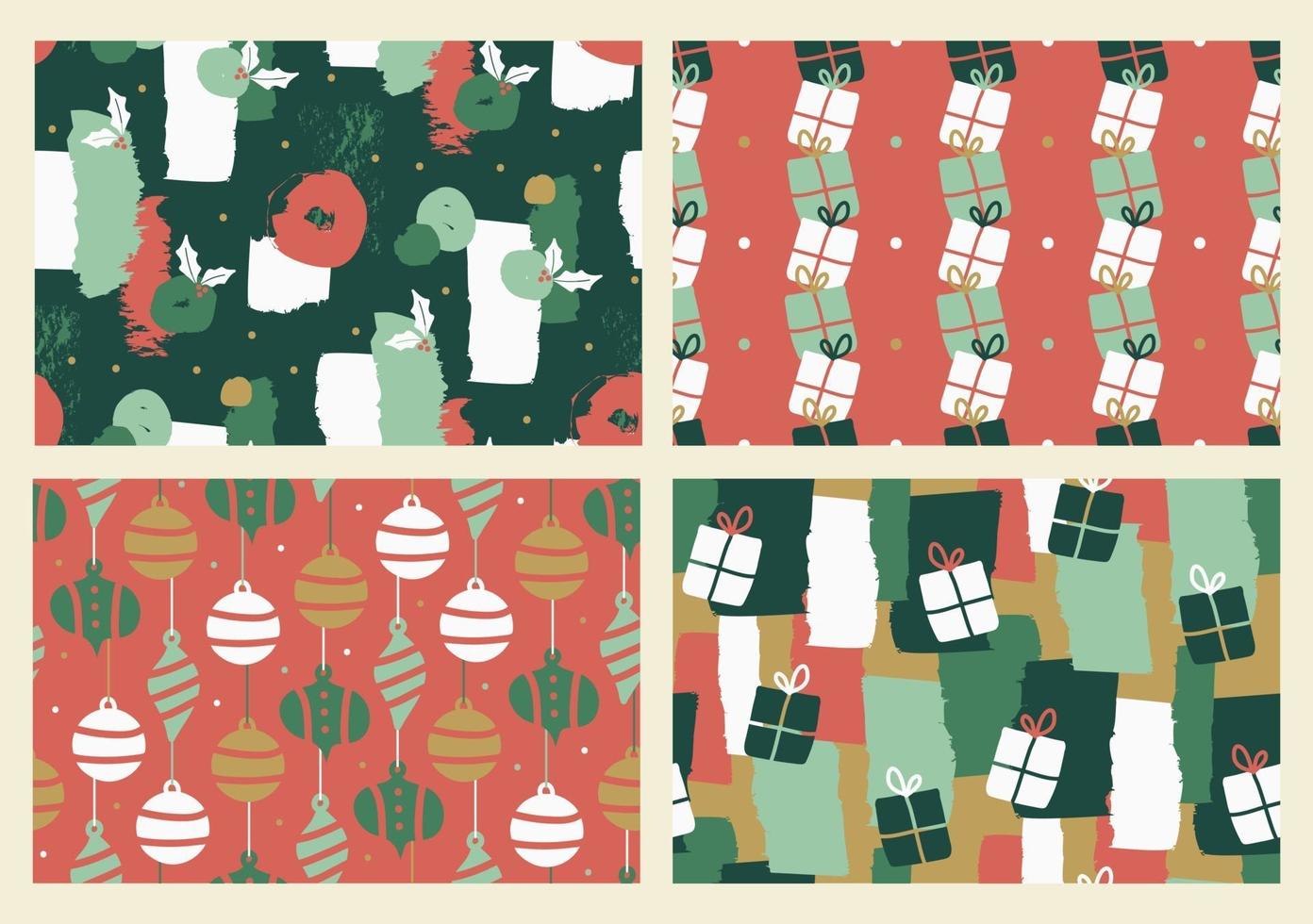 Set of abstract Christmas seamless patterns. vector