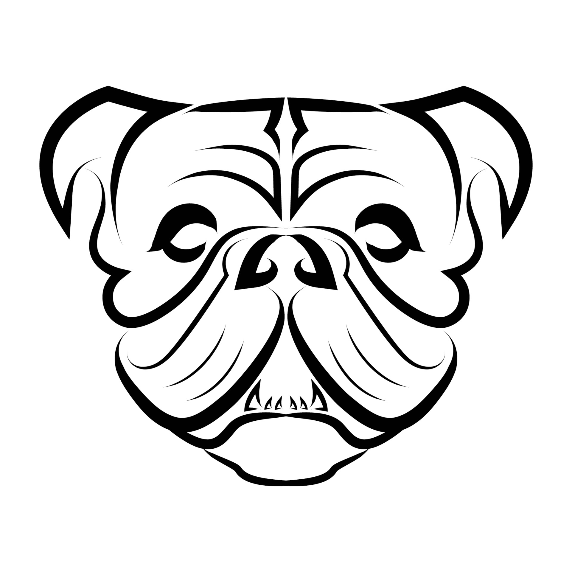 arte lineal en blanco y negro de bulldog o cabeza de perro pug 2291146  Vector en Vecteezy