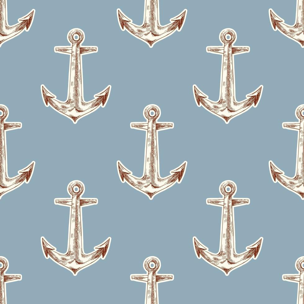 Retro seamless pattern with anchor vector