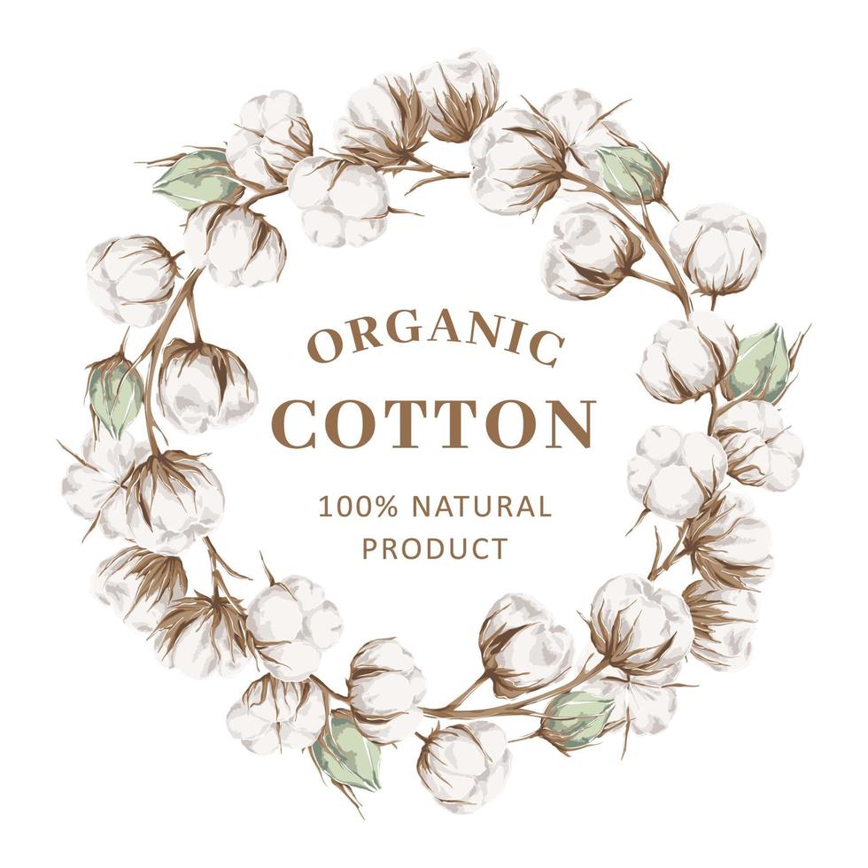 Frame wreath organic cotton vector