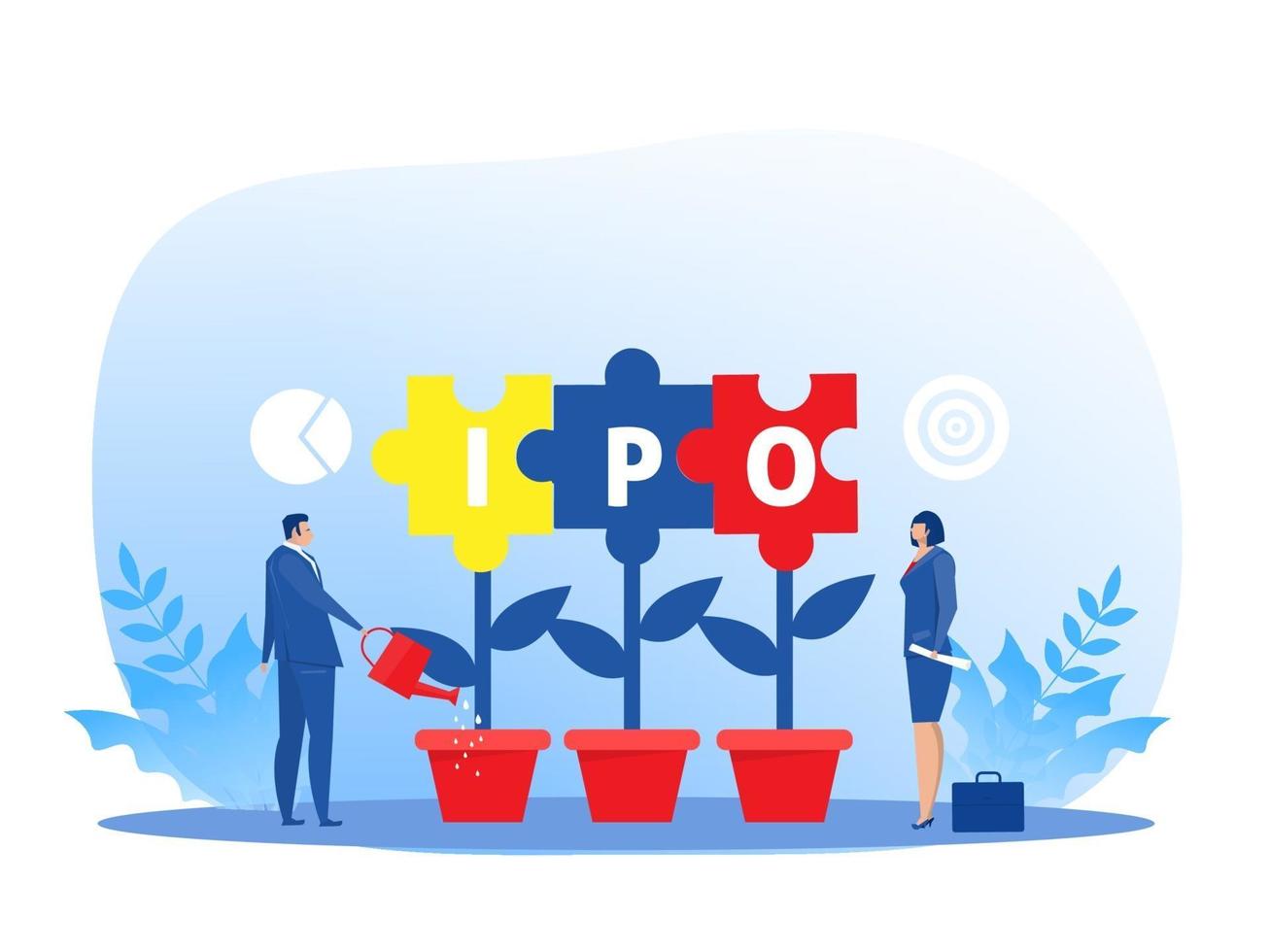 Business people growing an IPO vector