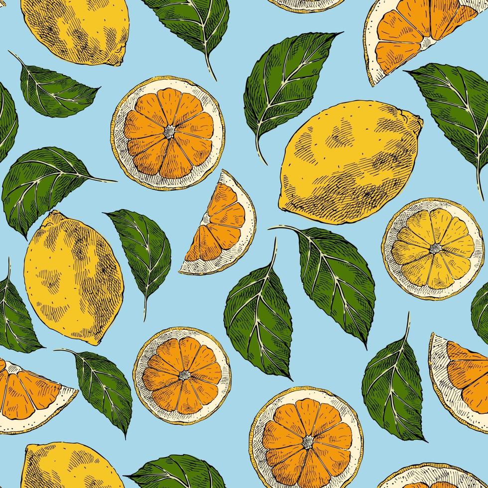 patrones sin fisuras con limones vector