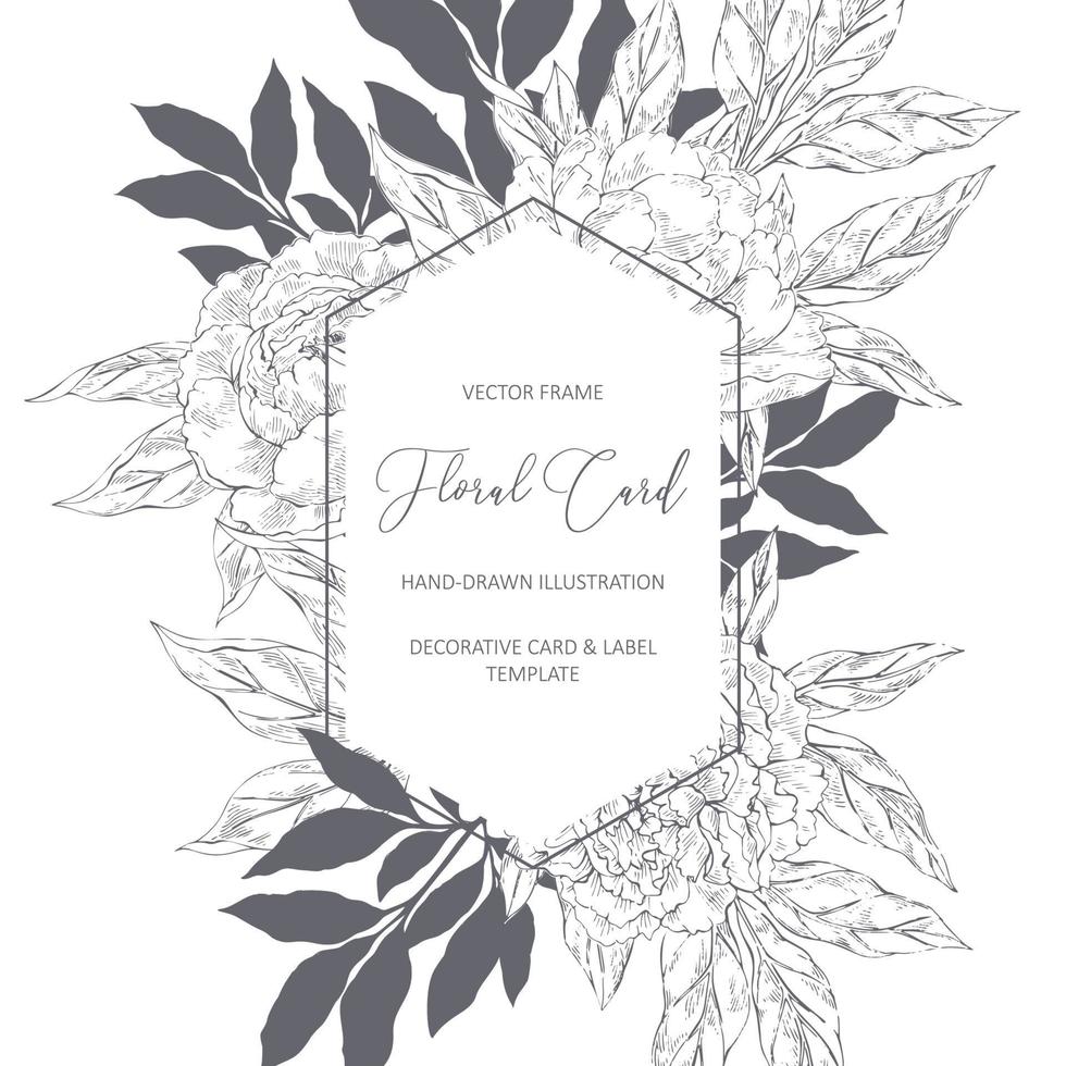 Floral card in sketch style vector