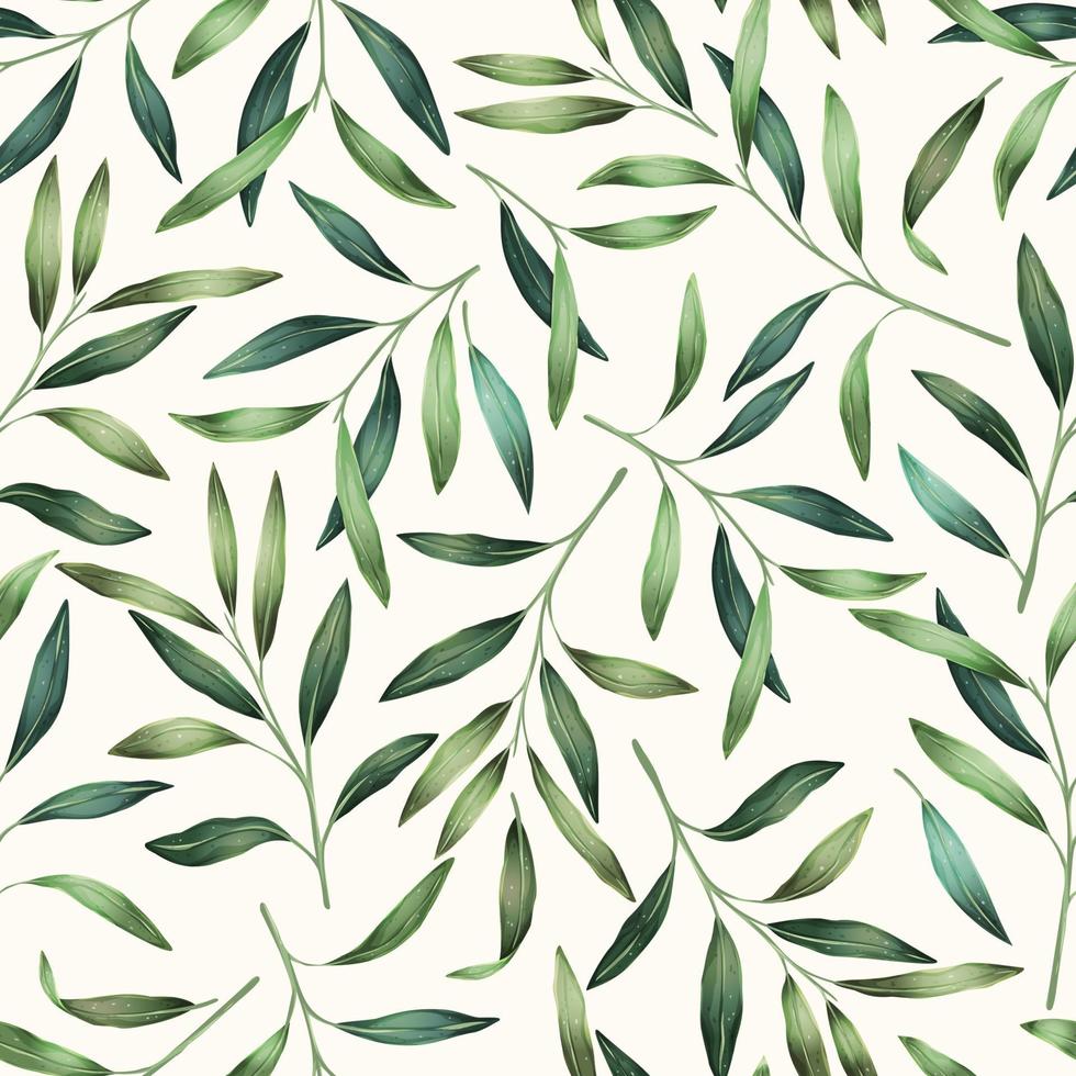 Seamless pattern with spring green leaves vector