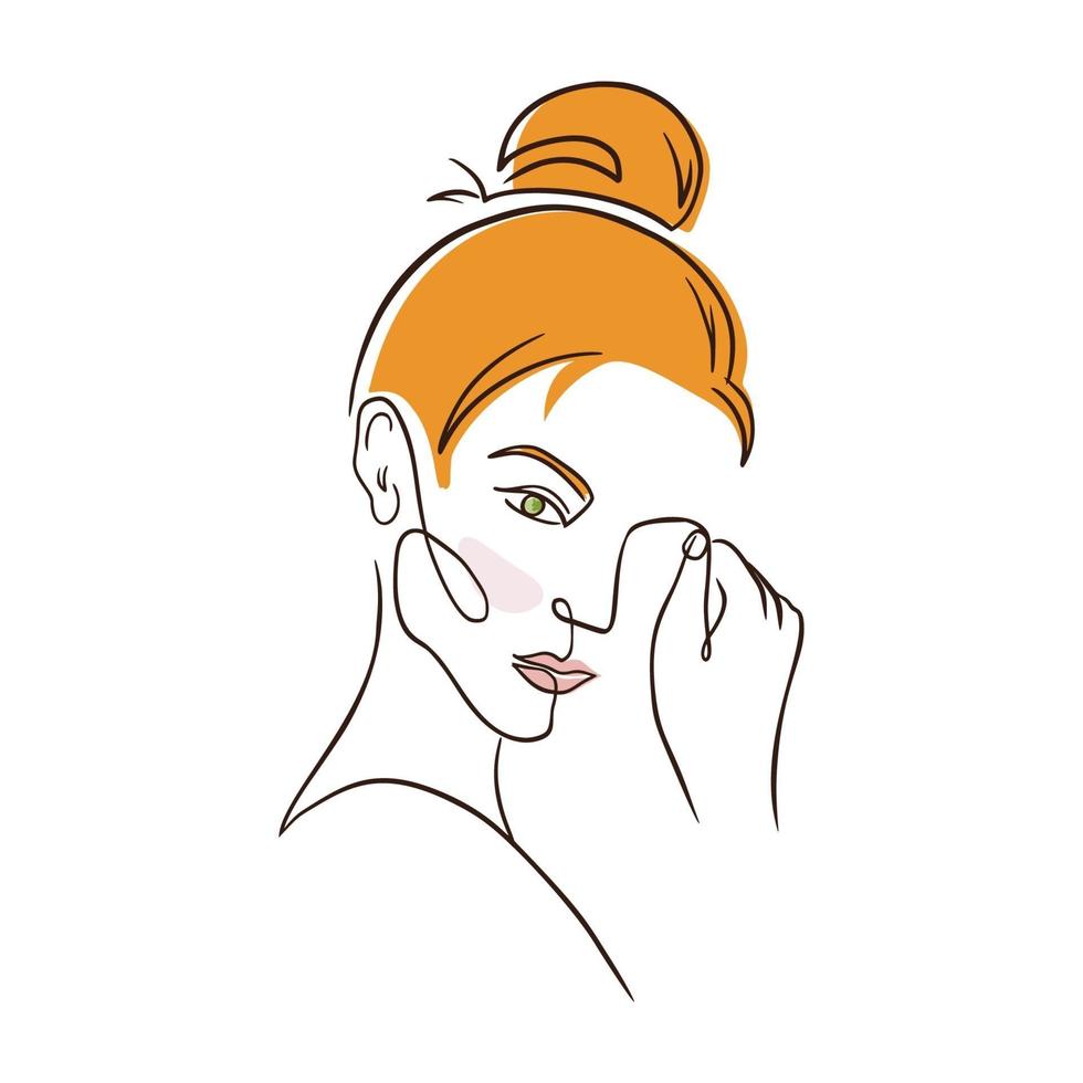 One Line Red Hair Woman vector