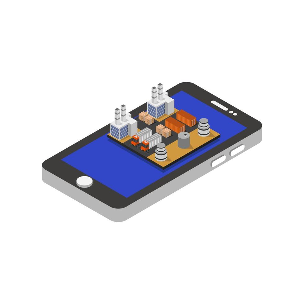 Industry On Isometric Smartphone vector