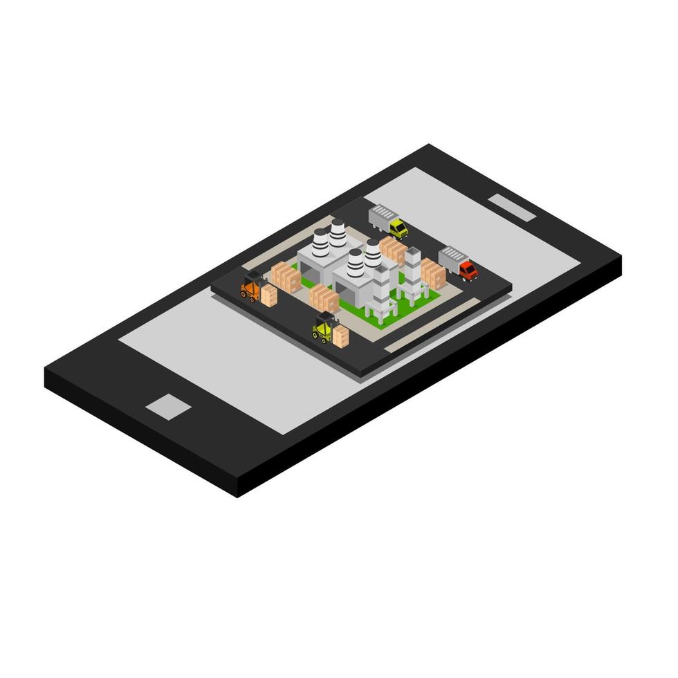 Industry On Isometric Smartphone vector