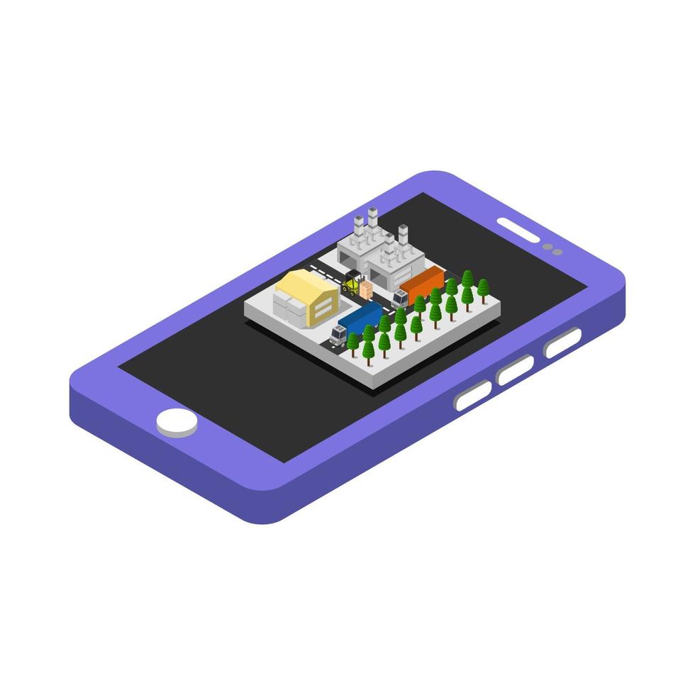 Industry On Isometric Smartphone vector