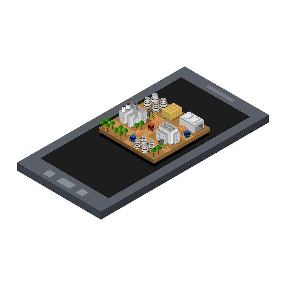 Industry On Isometric Smartphone vector