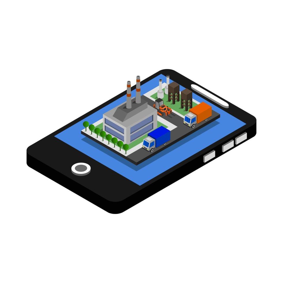 Industry On Isometric Smartphone vector