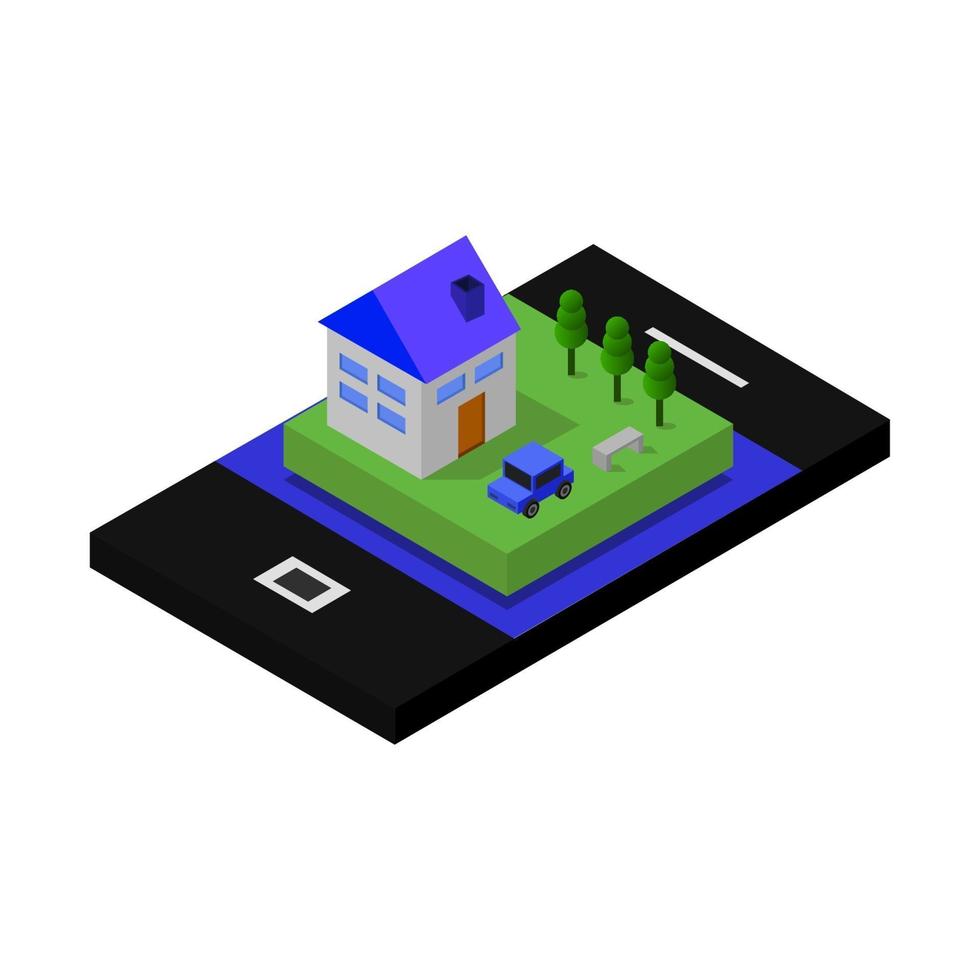 Buy House Online Isometric vector
