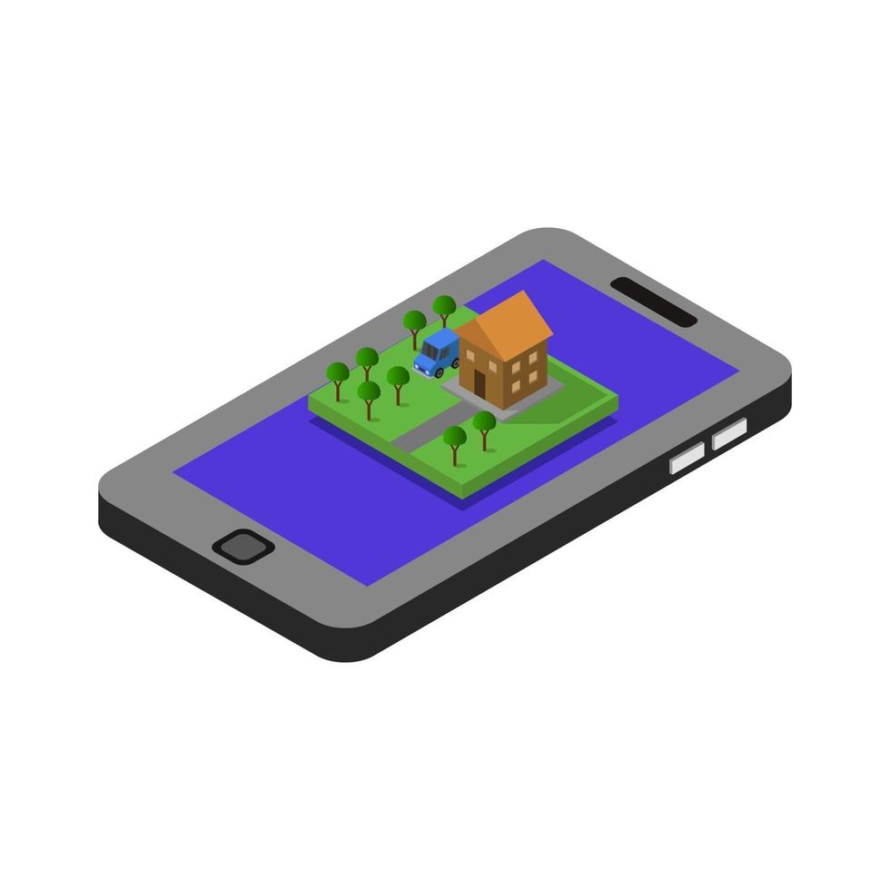 Buy House Online Isometric vector