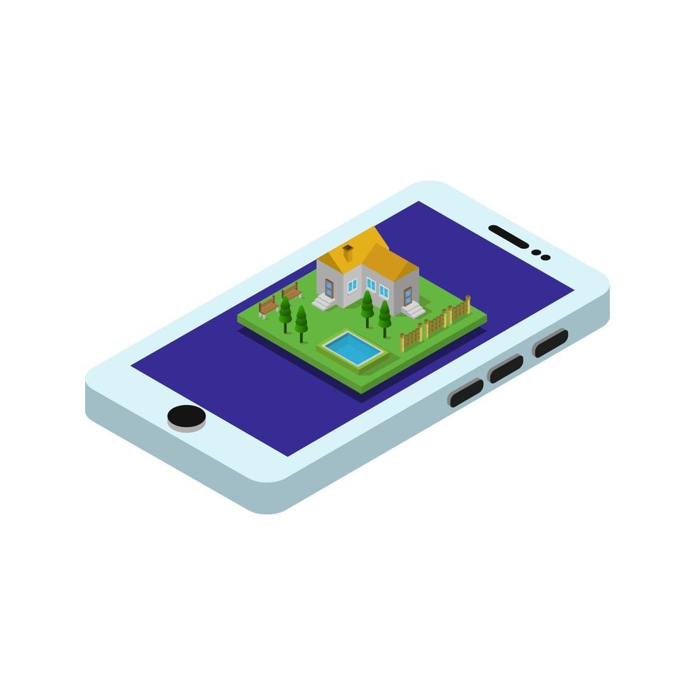 Buy House Online Isometric vector