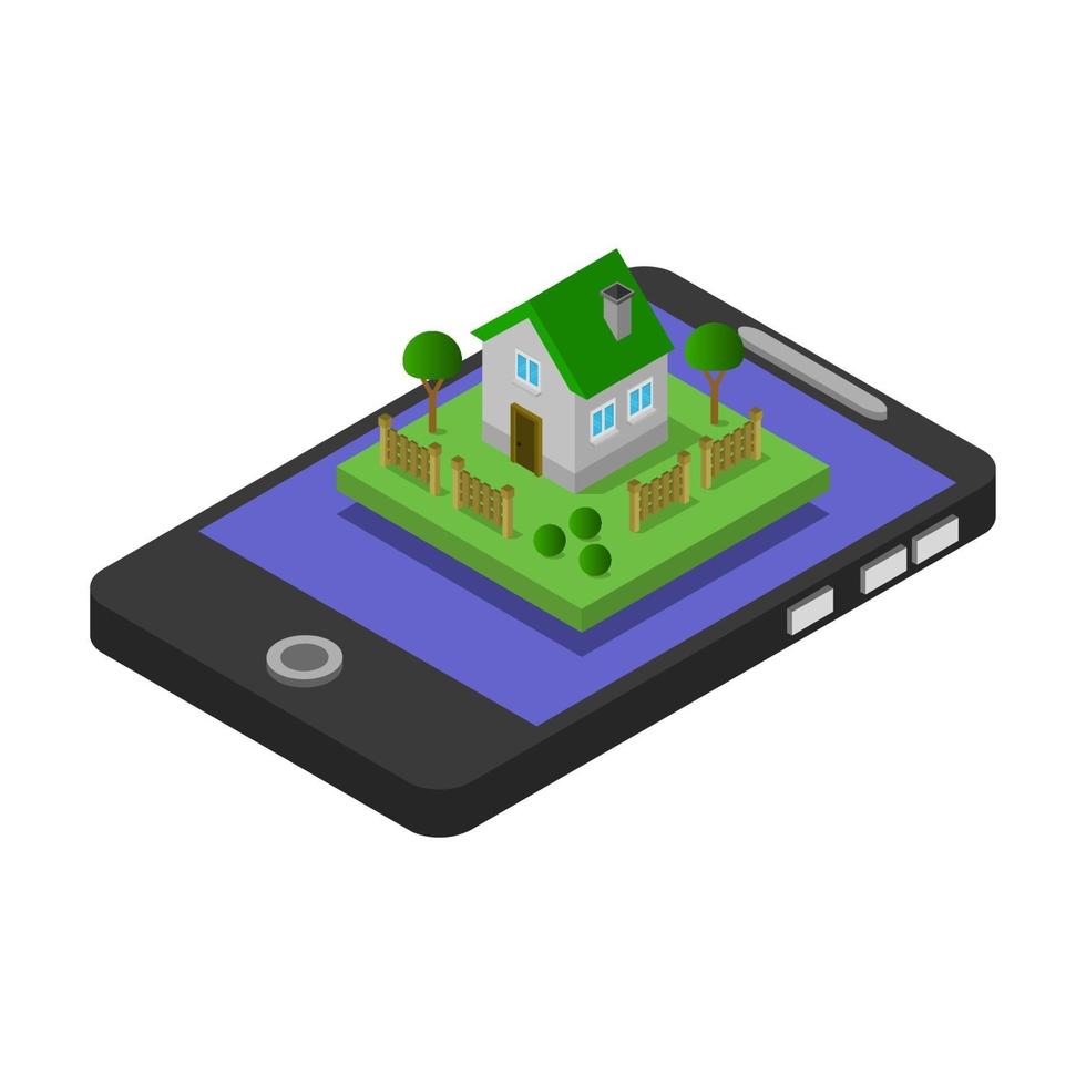 Buy House Online Isometric vector